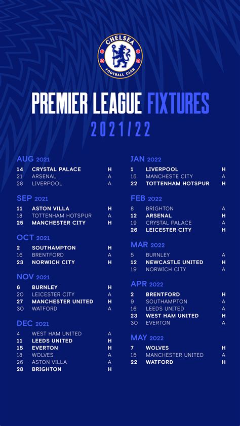 chelsea soccer team schedule